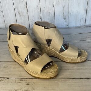 Eileen Fisher Desert Sand Tan Leather Willow Espadrille Wedge Sandal